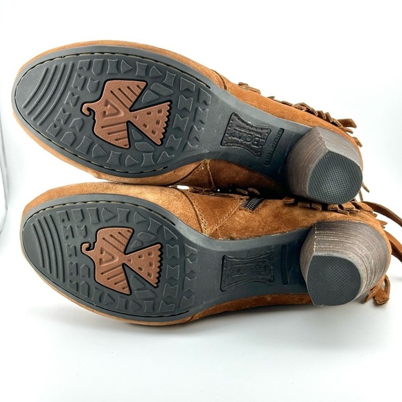 Born Women’s Brown Suede Thora Moccosin Fringed Zip Booties, Size 7 - Picture 8 of 11